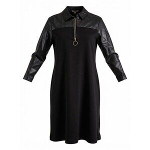 Nanette Lepore 3/4 Sleeve 1/4 Zip Shift Dress Faux Leather Details 2 NWT